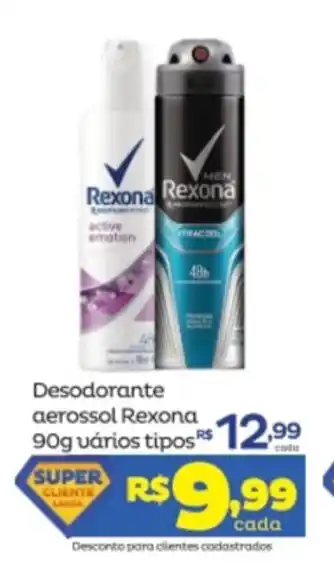 Super Lagoa Desodorante aerosol Rexona 90 varios sabores oferta
