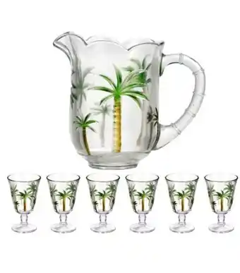 Freitas Varejo Jogo de jarra com taças em cristal palm 7 peças útil bazar rf1314 oferta