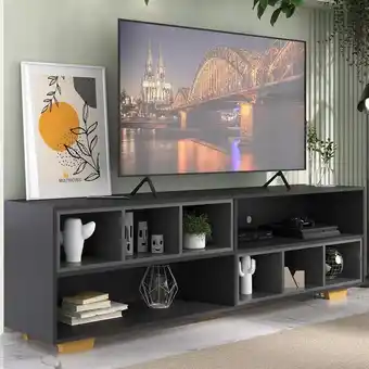 Pão de Açúcar Rack para tv 75´´ com nichos e pés jazz multimóveis mp1023 preto/grafite/natural oferta