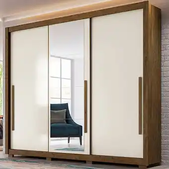 Guarda-roupa casal 3 portas correr 5 gavetas mônaco moval roupeiro