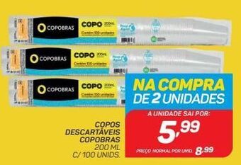 Copo descartável copobras 200ml x 100un