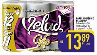 Papel higiênico velud vip