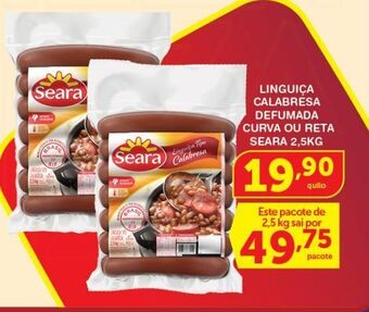 Roldão Linguiça calabresa defumada curva ou reta seara 2,5kg oferta