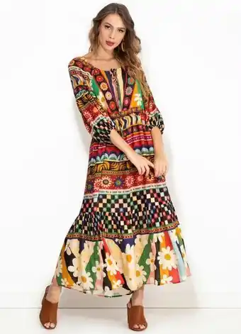 Posthaus Farm - vestido longo de viscose supercolorida estampado oferta
