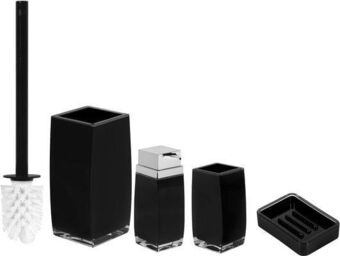 Quero Quero Conjunto acessório banheiro astra kbb3 porta objetos sabonete líquidosaboneteira escova sanitária preto oferta