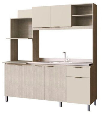 Cozinha compacta 180cm 6 portas 1 gaveta dalia new cadorin grigio/areia