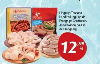 Linguiça toscana landim ou linguiça de frango, churrasco, asa ou coxinha da asa de frango