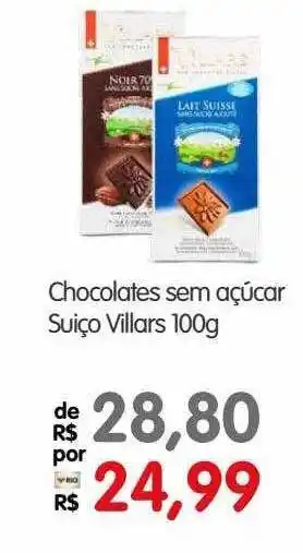 Chocolates sem açúcar suiço villars
