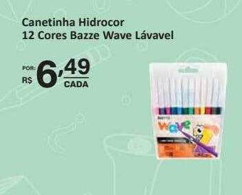 Canetinha hidrocor 12 cores bazze wave lávavel
