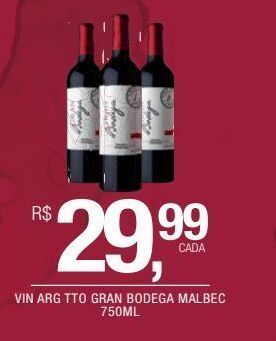 Vin arg tto gran bodega malbec 750ml
