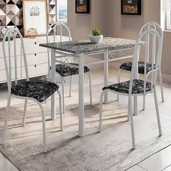 Conjunto de mesa 4 cadeiras tampo granito genebra fabone