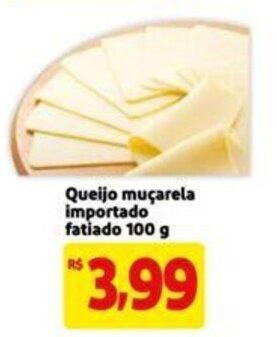 Extra Supermercado Queijo Muçarela importada fatiado 100g oferta