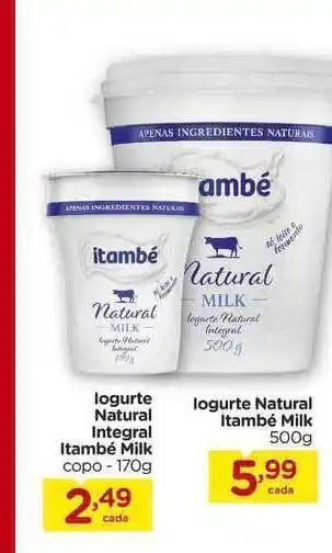 Carrefour Iogurte Natural Integral Itambé Milk 170g oferta