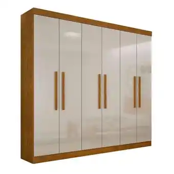 Guarda-roupa casal malibu 6 pt imbuia e off white