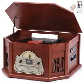Vitrola toca discos com plataforma 3 velocidades, sem fio, 78 rpm, 110v, orcc 1201, marrom
