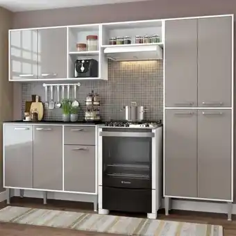 Cozinha completa compacta xangai plus multimóveis branco/fumê