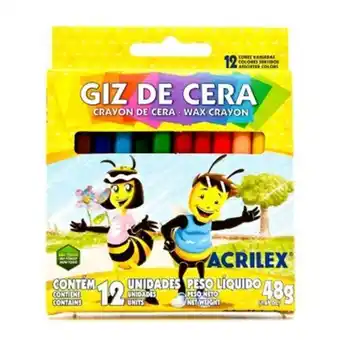Giz de cera pequeno acrilex embalagem 12 un