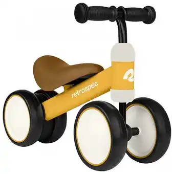 Carrefour Bicicleta sem pedal infantil com 4 rodas para crianças de 1 a 4 anos, amarela, retrospec 4507, amarelo oferta