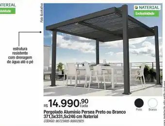 Leroy Merlin Pergolado aluminio persea preto ou branco 371,5 x 331,5 x 246 cm nateral oferta