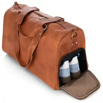 Bolsa de viagem masculina vintage clássica de couro 45l, berliner bags, marrom