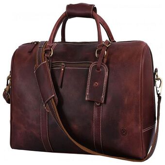 Bolsa de viagem masculina clássica de couro, aaron leather goods vendimia estilo, marrom