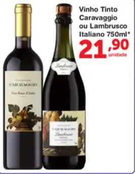 Roldão Vinho Tinto Caravaggio ou Lambrusco Italiano 750ml oferta