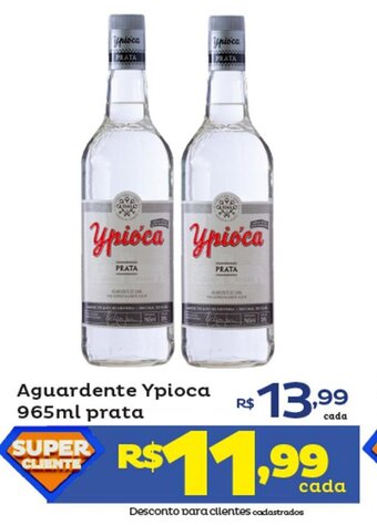 Super Lagoa Aguardente Ypioca 965ml prata oferta