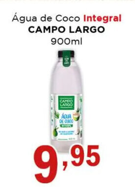Supermercados Mundial Água de Coco Integral Campo Largo 900ml oferta