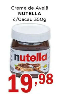Supermercados Mundial Creme de Avelã Nutella c/ cacau 350g oferta