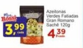 Rossi Supermercado Azeitonas Verdes Fatiadas Gran Romano sache 120g oferta