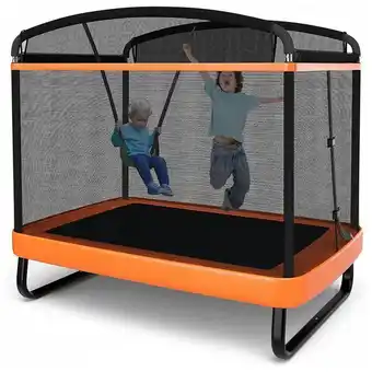 Carrefour Cama elastica infantil com diâmetro, rede de proteção e balanço para até 100 kg, giantex gt10004or tw, laranja oferta