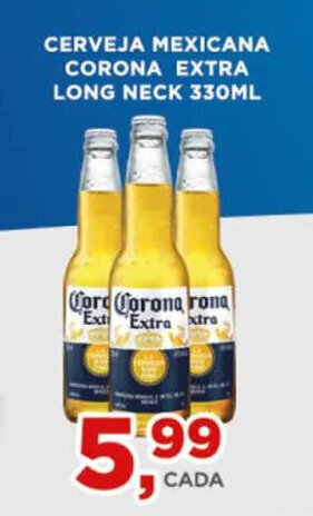 Supermercados Mundial Cerveja Mexicana Corona Extra long neck 330ml oferta