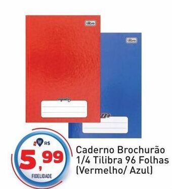 Tonin Superatacado Caderno brochurão 1/4 tilibra 96 folhas (vermelho/ azul) oferta
