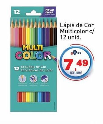 Lápis de cor multicolor c/ 12 unid.