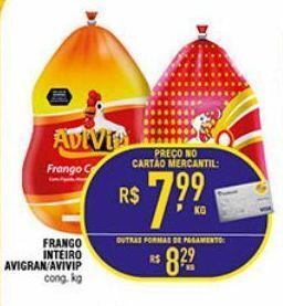 Frango inteiro avigran kg