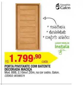 Leroy Merlin Porta Pivotante Com Batente Decorada Maciça Na Cro Cedro Galon oferta