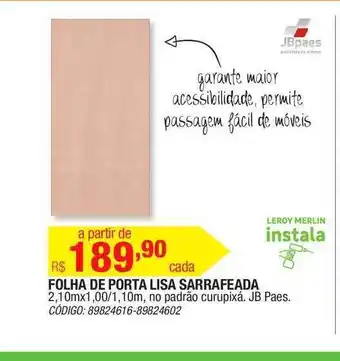 Folha De Porta Lisa Sarrafeada Jb Paes No Padrão Curupixá