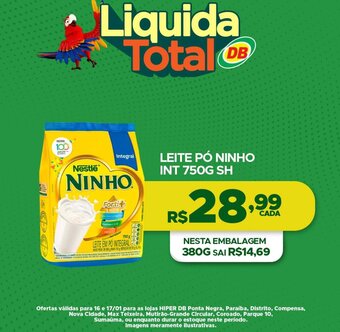 DB Supermercados Leite pó NInho Int 750g sh oferta