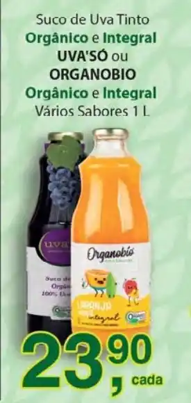 Supermercados Mundial Organico Integral Uva'So ou Organobio 1L oferta