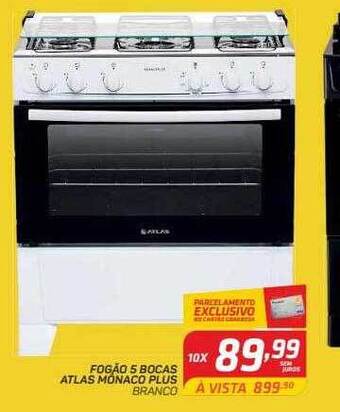 Fogão 5 bocas atlas mónaco plus