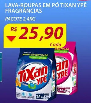 Assaí Atacadista Lava roupas em pó Tixan Ypê Frag. 2.4kg oferta