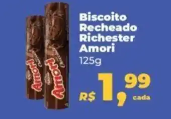 Supermercados Mateus Biscoito Recheado Richester Amori 125g oferta