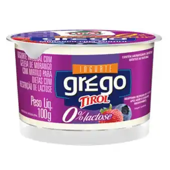 Iogurte grego tirol restritivo zero lactose sabor mirtilo embalagem  100g