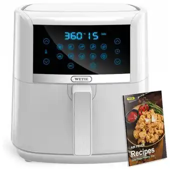 Carrefour Fritadeira elétrica airfryer 7.5l com painel digital e livro de receitas, 1700w, branca, 110v, wetie, branco oferta