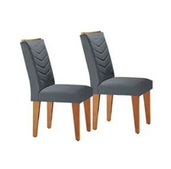Lojas Guido Cadeira londrina - 2 unidades - linho grafite / imbuia oferta