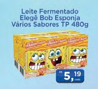 Supermercados Mundial Leite Fermentado Elege Bob Esponja Varios Sabores TP 480g oferta