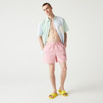 Calção de banho masculino leve com estampa da marca