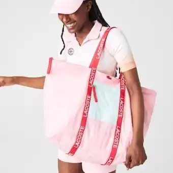 Lacoste Sacola feminina izzie em náilon com colorblock e alças de mão assinadas oferta