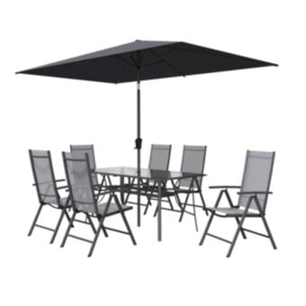 Leroy Merlin Conjunto para jardim ovion alumínio 8 peças cinza naterial oferta