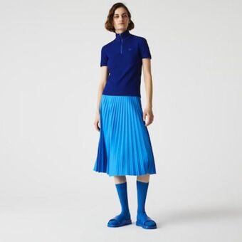 Lacoste Polo feminina lacoste slim fit em ribana com gola alta com zíper oferta